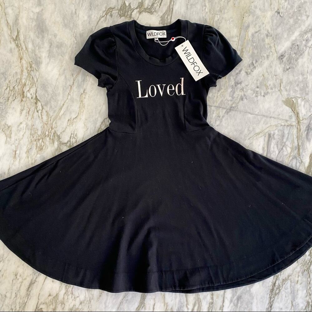 WILDFOX LOVED Womens Black Short Sleeve Baby Tee Swing Dress Mini Size XS - Picture 8 of 11